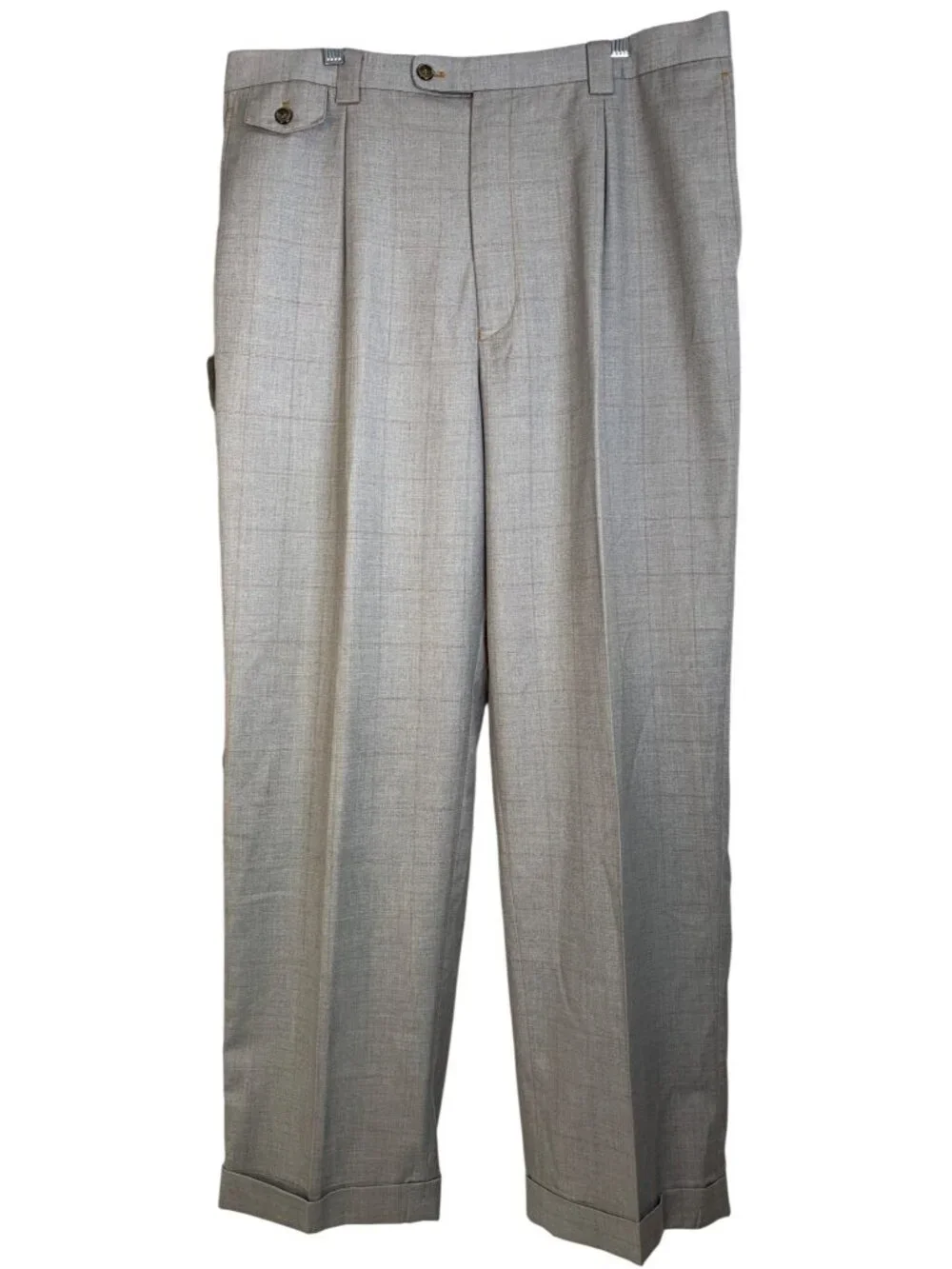 T-Fusion by Monte Taylon Mens 44L x 38 Gray Plaid 3 Piece Suit Vest Pants EUC